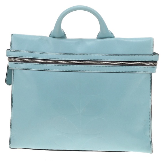 Orla Kiely Blue Punched Stem Leather Zip Crossbody Convertible Backpack Handbag - Picture 4 of 16
